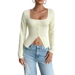 Sexy Crop Top T Shirt Long Sleeve Unique Design Spring Summer Womens Fashion for Casual Wear Who