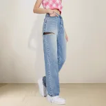 High Waisted Slim Fit Ripped Denim Jeans for Women Casual Style Comfortable Fabric Versatile Wea