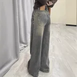 High Waisted Wide Leg Jeans for Women Vintage Style Loose Fit Flattering Draping Casual Spring a