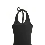 Summer Womens Backless Bodycon Dress Solid Color Halter Neck Sexy Style Perfect for Parties and