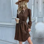 Leopard Print Long Sleeve Dress Casual Chic Round Neck Autumn Fashion Wholesale Available bulk o