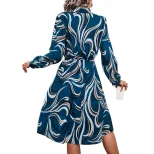 Fashionable Autumn Floral Print Irregular Dress Womens European Style Perfect for Casual Outings
