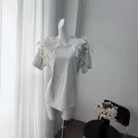 Loose Fit Short Sleeve T Shirt Cute Ribbon Bow Design Soft Cotton Fabric Casual Style Perfect fo