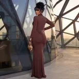 Elegant Womens Bodycon Dress Solid Color Curve Hugging Long Sleeve Strapless Design Perfect for