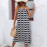 Striped Casual Maxi Dress Stylish Sleeveless Design Comfortable Fabric Perfect for Summer Outing