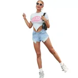 Fashionable Womens T Shirt Trendy Print Pointed Hem Casual Style Spring Summer Collection Wholes