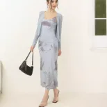French Style Fishtail Dress Set Elegant Slim Fit Adjustable Spaghetti Straps Cardigan Included P