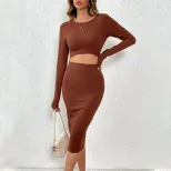 Knitted Bodycon Dress Sexy Hollow Waist Design Slim Fit Long Length Perfect for Parties and Nigh