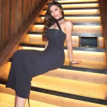 Bodycon Maxi Dress Sexy Cross Back Design Solid Color Elegant Fit Perfect for Parties and Evenin