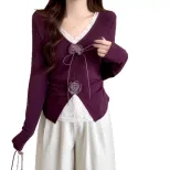 Lace Panel Long Sleeve T Shirt for Women Slim Fit Waist Design Autumn Fashion