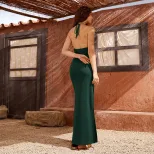 Womens Sexy Backless Split Bodycon Midi Dress Elegant Design Spaghetti Straps Summer Fashion Who