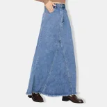 High Waisted Vintage Denim Skirt Casual Style Comfortable Fit Versatile for Everyday Wear Wholes