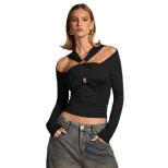Fashionable Womens T Shirt Off Shoulder Slim Fit Street Style Spring Summer Casual Wear Wholesal
