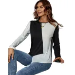 Fashionable Color Block V Neck T Shirt Womens Casual Style Perfect for Everyday Wear Wholesale A