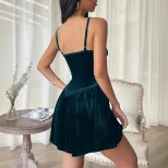 Velvet Party Dress Sexy Sleeveless Design Elegant Fit Perfect for Evening Events Wholesale Avail