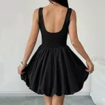 Sweet and Sexy Backless Floral Dress Adjustable Straps Solid Color Elegant Design Perfect for Pa