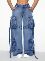 Womens Vintage Multi Pocket Stretch Casual Denim Overalls Retro Style European and American Fash