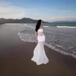 Chic White Mesh Strapless Maxi Dress Elegant Fit Soft Fabric Beach Vacation Style Available for