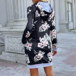 Hooded Printed Sweatshirt Dress for Women Casual Style Available in Black Blue Coffee Red Wholesale Low MOQ
