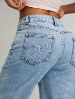Womens Casual Loose Straight Leg Ripped Denim Jeans European and American Style Perfect for Ever