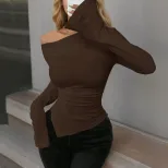 Slim Fit Irregular Hem Top Sexy Design Waist Cinching Comfortable Fabric Casual Wear for Women W