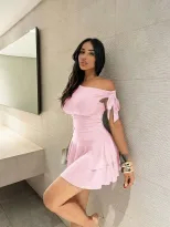 Pink Ruffled Asymmetrical Dress Unique Design Slim Fit Elegant Style Perfect for Parties or Spec
