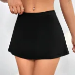 Womens A Line Mini Skirt Elastic Waist Split Design Stretch Fabric Spring Summer Fashion Wholesa