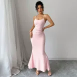 Summer Womens Bodycon Maxi Dress Slim Fit Adjustable Straps Elegant Style Perfect for Casual Out