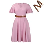 Summer Womens A Line Dress V Neck Bell Sleeves Casual Style Perfect for Everyday Wear Wholesale