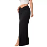 Elegant High Waisted Midi Skirt Chic Split Design Comfortable Fabric Perfect for Spring Summer W
