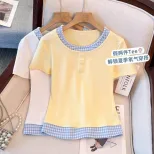 Womens Vintage Style Long Sleeve T Shirt with Checkered Design Casual Layering Top for Spring and Autumn Wholesale
