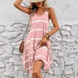 Striped Summer Dress Sweet Aesthetic Sleeveless Lightweight Fabric Perfect for Vacation or Casua