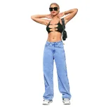 High Waisted Loose Fit Denim Trousers Slimming Casual Trendy Womens Fashion for Everyday Wear Wh