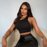 Sexy Backless Crop Top Hollow Design Short Sleeve Lightweight Fabric Spring Summer Casual Wear W