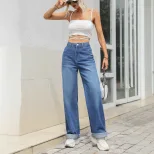 Casual Straight Leg Denim Jeans Versatile Comfortable Stylish Everyday Wear Wholesale Available