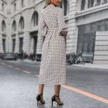 Long Sleeve Printed Shirt Dress Elegant Design Comfortable Fabric Autumn Collection Wholesale Av