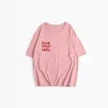 Womens Cotton T Shirt Casual Loose Fit Round Neck Summer Essential Letter Print Wholesale Availa