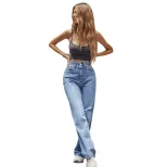 High Waisted Straight Leg Loose Denim Jeans Trendy Womens Fashion Casual Wear for Spring and Sum