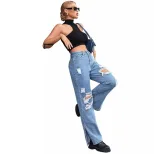 Casual Womens Ripped Denim Jeans Stylish Versatile Streetwear Perfect for Everyday Wear Wholesal