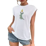 Vintage White American T Shirt Summer Casual Style Retro Design Comfortable Fit Womens Fashion T