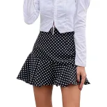 High Waisted Polka Dot Ruffle Hem Skirt Fashionable Trendy Design Spring Summer Wear Wholesale A