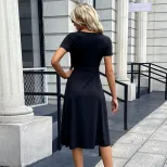 Short Sleeve T Shirt Dress Fashionable Split Design Casual Style Comfortable Fabric Perfect for