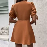 Casual V Neck A Line Dress Minimalist Style Versatile for Work and Spring Occasions Wholesale Av