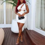 Casual Womens Dress Elegant Sleeveless Slim Fit Hollow Out Design Solid Color Perfect for Summer