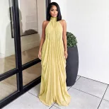 Summer Womens Fashion Set Halter Neck Strapless Sheer Fabric Bodycon Skirt Perfect for Parties o