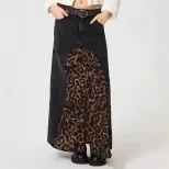 Leopard Print Denim Skirt Versatile Stylish Autumn Fashion Perfect for Streetwear Wholesale Avai