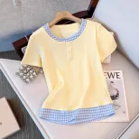 Womens Vintage Style Long Sleeve T Shirt with Checkered Design Casual Layering Top for Spring and Autumn Wholesale