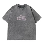 Vintage Letter Print Short Sleeve T Shirt for Women Summer Casual Style Loose Fit 100 Cotton Was