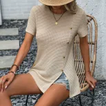 Slim Fit Solid Color T Shirt Womens Casual Style Versatile for Everyday Wear Available for Whole