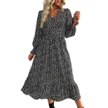 Long Sleeve Floral Dress Womens Fashion Autumn Style Elegant Design Wholesale Available custom p
